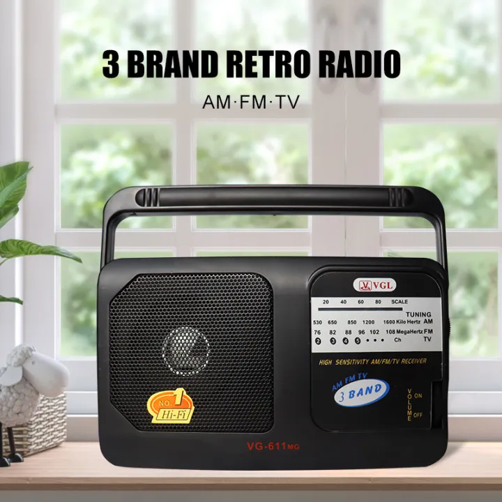 PORTABLE 3 BAND AC/DC RADIO (AM/FM/TV) VG-611 | Lazada PH