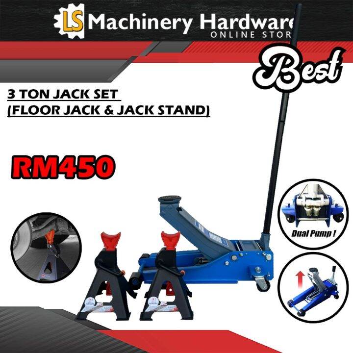 3 Ton Jack Set (Floor Jack & Jack Stand) Lazada