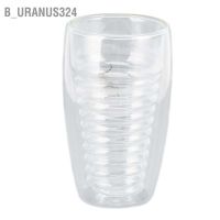 B uranus324 Double Wall Glass Coffee Cup 320ml High Temperature Resistance Clear Shiny Insulated Mugs for Home Office Cafe