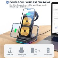 Joyroom  3 In 1  Foldable Wireless Charger On Table Multiple 15W Fast Charging Station For Apple Watch For Phone For Airpods