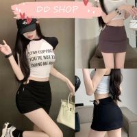 DD SHOPพร้อมส่ง 2337 กระโปรงเอวสูง ดีเทลสายรูดเว้าเอวเล็ก มีกางเกงซับบางๆ สายปรับเอวเข้าได้ ()-NZ-XM