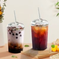 ❣ 400/450ml Glass Cup With Lid and Straw Transparent Tea Coffee Cup Juice Glasses Beer Can Milk Mocha Cups Breakfast Mug Drinkware