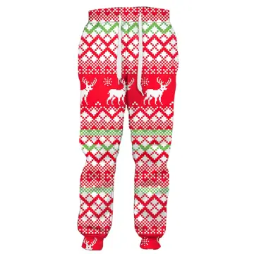 Christmas Pants Women Fashion Joggers Santa Claus 3d Print Wide-leg