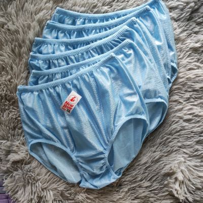 กางเกงในผู้หญิง ผ้านิ่มลื่น  แพ็ค ุ6 ตัว สีฟ้า  M   Woman Man Underwear Nylon Full Briefs ผ้าไนล่อน  สะโพก 28"-36" รอบเอว  สวมใส่สบาย