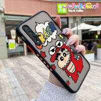 Jlingji เคสสำหรับ Huawei Nova 5T Honor 20 Pro เคสการ์ตูน Crayon Shin-Chan มีน้ำค้างแข็งโปร่งใสด้านข้างแข็งลายขอบสี่เหลี่ยมกล้องปลอกซิลิโคนเคสนิ่มป้องกันการกระแทก