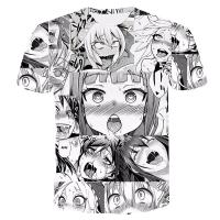 2023 NewAhegao Hentai 3D พิมพ์เสื้อยืดตาข่ายแขนสั้น