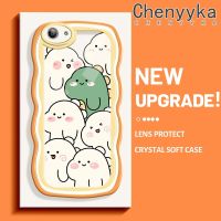 Chenyyka เคสสำหรับ เคสสำหรับ VIVO Y53เคสลายการ์ตูนไดโนเสาร์น่ารักใหม่ Colour มาการอนคลื่นกันกระแทกแบบใสนิ่มเคสมือถือโปร่งใสลายกล้องถ่ายรูปที่สร้างสรรค์เคสซิลิกาเจลฝาครอบป้องกัน