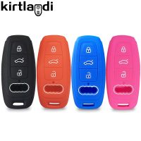 ✙❇◄ 3 Button Remote Key Fob Case Cover for Audi A6 A6L A7 A8 A8L A3 E-tron 55 Q7 Q8 C8 2019 2020 2021 Silicone Shell Car Accessories