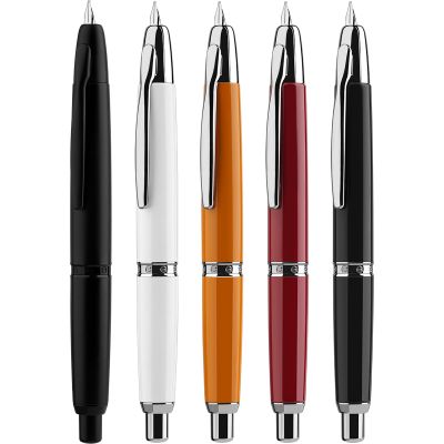 ZZOOI MAJOHN A1 Press Fountain Pen Retractable Extra Fine Nib 0.4mm Metal Matte Black Ink Pen Converter For Writing Christmas Gifts