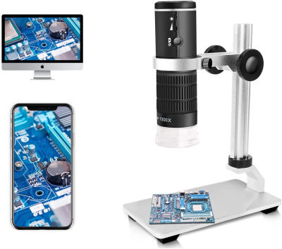 Jiusion WiFi USB Digital Microscope 50 to 1000x Wireless Magnification Endoscope 8 LED Mini HD Camera with Updated Stand Portable Case, Compatible with iPhone iPad Android Mac Windows Linux