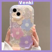 VENKI - เคสไอโฟน11 เคส Case iPhone 11 Pro Max TPU Soft Clear Curved Wave Case ดอกไม้สีสันสดใสป้องกันกล้องกันกระแทกสำหรับ iPhone 14 13 12 11 Plus Pro Max 7 Plus X XR