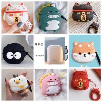 Cartoon dinosaur Headset case For Baseus W04 W04 Pro TWS Bluetooth Earphone 5.0 True Headphones case Silicone Protection Case Wireless Earbud Cases