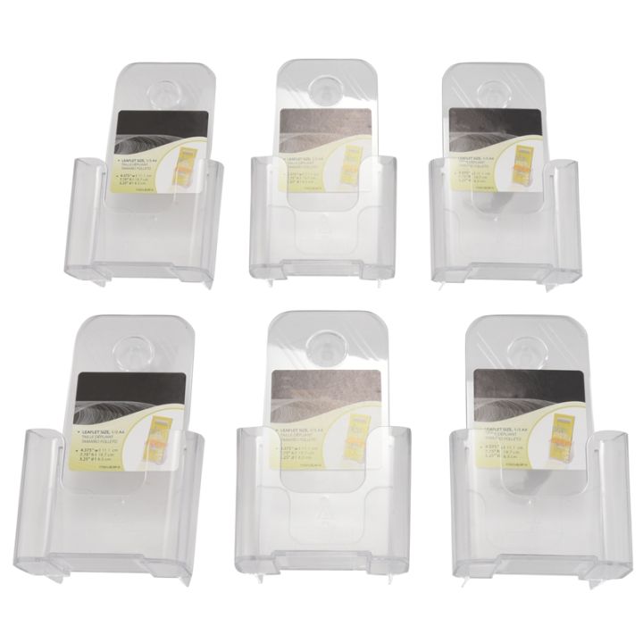 6 Pack Premium Trifold 4 Inches Wide Brochure Holder, Plastic Brochure