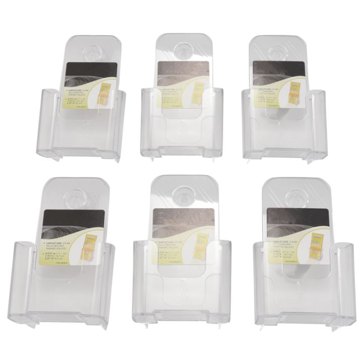 6-pack-premium-trifold-4-inches-wide-brochure-holder-plastic-brochure-holder-wall-mount-clear-countertop-organizer-literature-holders-flyer-holder-plastic-display-stand