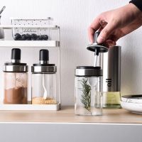 【cw】Sealed Glass Storage Jars With Spoon Seasoning Bottles Oil Pot Spices Cans Sauce Container Salt Tank Kitchen Organizer Tools