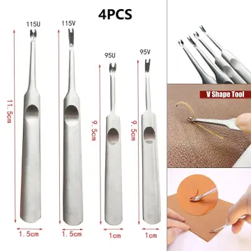 4pcs/Set Leather Leathercraft Tool Kit Stitching U+V Shaped Groover Skiving Edge  Beveler Leather Tool