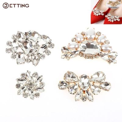 1PCS Women High Heel Rhinestone Wedding Shiny Clips Square Clamp Shoe Decorations Clip Charm Buckle Pearl Shoe Clips shoe charms