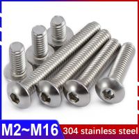 304 Stainless Steel Round Head/Pan Head Hexagon Socket Screws Round Cup Mushroom Half Round Head Bolts M2M2.5M3M4M5M6M8M10~M16 Nails Screws  Fasteners