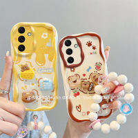 ใหม่ เคสโทรศัพท์ Case Samsung Galaxy A24 LTE A34 A54 A25 M54 A04s 5G 4G เคส ความคิดสร้างสรรค์ INS ครีมชีสทาด้วย3D กันกระแทกลายหมีพร้อมสร้อยข้อมือลูกปัด2023