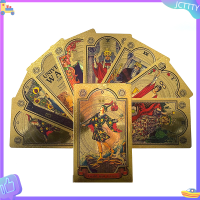 ? JCTTTY ? กระดาษคู่มือหรูหราทองฟอยล์ TAROT แบรนด์ bronzing PVC กันน้ำสวมใส่บอร์ดเกมการ์ด divination Oracle Card ภาษา