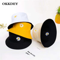 [hot]Unisex Bucket Hat Double-Side Harajuku Outdoor Fishing Cap Women Men Cotton Sunscreen Hats Daisy Embroidery Fisherman Caps