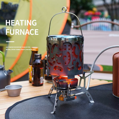 Camping Mini Heater Warming Stove Cover Portable Stainless Steel Heating Cover with Handle for Outdoor Tent Backpacking Hiking