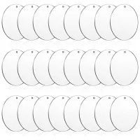 24 Pieces 3 Inch Acrylic Keychain Blanks Circles Clear Disc Ornaments Blanks with Hole Circle Discs for DIY Keychain