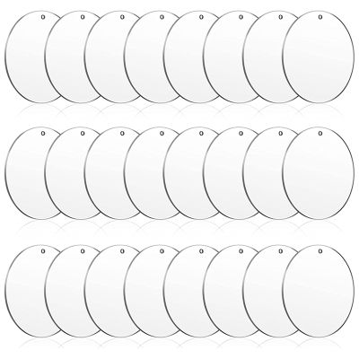 24 Pieces 3 Inch Acrylic Keychain Blanks Circles Clear Disc Ornaments Blanks with Hole Circle Discs for DIY Keychain