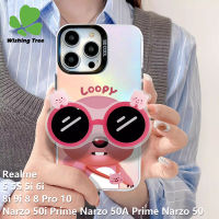 เคสสำหรับ Realme 5 5 5S 5i 6i / Realme 8i 8 8 8 Pro / Realme 9i / Realme 10 / Realme Narzo 50i นายก Narzo 50A Prime Narzo 50น่ารักการ์ตูนบีเวอร์เคสมือถือหลากสีสันไล่ระดับสีที่วางแว่นตาตลกตลกฝาหลัง