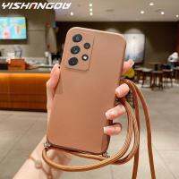 1สายคล้องแบบคาดตัวเคสโทรศัพท์สำหรับ Samsung A53 A54 A52 A34 A73 A33 S22 S23 S21พิเศษ S20 FE ซิลิโคนเหลวสายคล้องคอปลอกปลอกหุ้ม