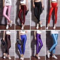 【ง่าย】ผู้หญิงเงากางเกง Leggings ง่ายขาย Leggings สีทึบกางเกงลำลองเรืองแสงแปนเด็กซ์สูง Elasticit Shinny เลคกิ้ง