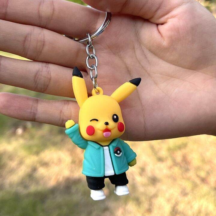 pokemon-pikachu-keychains-figures-cartoon-silicone-pendant-pok-mon-anime-decorations-model-toys-dolls-child-birthday-gift-key-chains