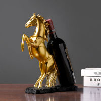 Horse-shaped Sculptures Wine Bottle Holder Gold Premium Resin Design Sturdy Sculptures Wine Rack Kitchen Decoration