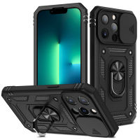 iPhone 14 Pro Max Case, WindCase Slide Lens Protection Rugged Armor Impact-Resistant Case Cover with Ring Holder Stand and Card Slot for iPhone 14 Pro Max