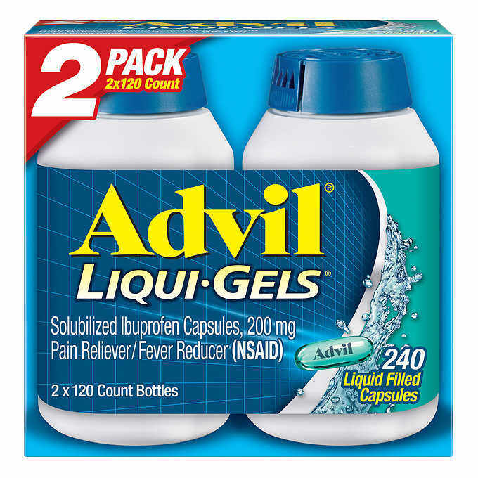 Advil LiquiGels Ibuprofen 200 mg. Pain Reliever/Fever Reducer, 240 Capsules Expiry 2/2025