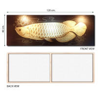 ภาพปลามังกร arowana / dragonfish ขนาด 40 x 120 cm เสริมดวงด้านการเงิน