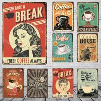 2023 Fashion Take A Break Coffee Shop Tin Sign Italian Caffeine Vintage Metal Plaque Kitchen Bar Wall Decor Retro Iron Painting