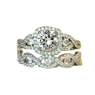 Bluelans®พลอยเทียมขัดเงาชุดแหวนผู้หญิงวันแม่ของขวัญแหวนแต่งงานเจ้าสาวเครื่องประดับผู้หญิง1ชุด