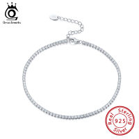 ORSA อัญมณีจริง925เงินปรับเทนนิส Anklets สร้อยข้อมือเต็มปู Rhinestone สำหรับผู้หญิง Barefoot เครื่องประดับของขวัญ SA03