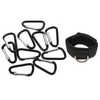 11 Pcs Accessories: 10 Pcs D Shaped Snap Clip Key Chain Carabiner Hook &amp; 1 Pcs Ankle Strap D-Ring Multi Gym Cable