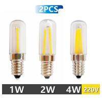 2ชิ้น E12 E14หลอดแอลอีดี Edison 4W ไฟตู้เย็นโคมไฟโปร่งใสโคมไฟใยไผ่220V สำหรับเปลี่ยนโคมระย้าฮาโลเจน40W