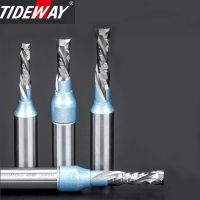 Tideway งานไม้ TCT ตรงบีบอัดเราเตอร์บิตเครื่องตัดวีเนียร์คู่แกะสลัก Slotting Trimming Up Down Milling Cutter