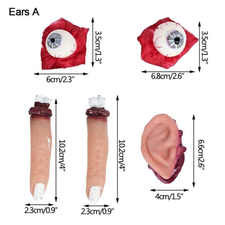 oak-2packs-สีแดงเเดง-อวัยวะเทียมในร่างกาย-นิ้วหัก-ลาเท็กซ์-ของเล่นที่ยุ่งยากหู-ความหวาดกลัวความหวาดกลัว-ลูกตาไฟทรงกลม-ลูกตานิ้วหัก-บ้านผีสิง