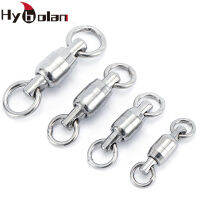 HYBOLAN 4 pcs Fishing Connector หมุนปลายทั้งสอง Strength Ball แบริ่งคู่ Rolling Swivel Solid แหวนสแตนเลส-SLPPP STORE