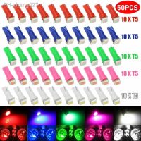 50pcs Car Instrument Panel Light Bulb T5 74 5050 LED Speedometer Dashboard Gauge Dash Signal Indicator Cluster Lamp Bulbs Kit