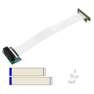 PCI-E 36Pin 1X Extension Cable with 12V Powers LED and PCB Plastic Spacer ( Duals Vertical 90 Degree Direction)