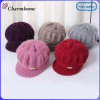 CHARMHOME ตุ๊กตาผ้าพลัฌ เก็บความอบอุ่น ที่ครอบหู ฝาครอบป้องกันสองชั้น หมวกถักสตรี หมวกยอดแหลม หมวกเบเร่ต์ฟักทอง