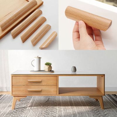 卍▽ Nordic Wooden Handles For Cabinets And Drawers Solid Wood Furniture Handle 64/96/128mm Kitchen Wardrobe Cupboard Knobs Pulls