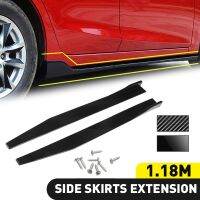 2 Pcs Universal 1.18m / 46.4inch Side Skirts Spoiler For BMW Benz Toyota Bumper Carbon Fiber Extension Rocker Panels Lip Skirt Cables