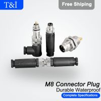 2/3/5Sets M8-3/4/5/6/8Pin Male And Female Waterproof Aviation Straight Elbow Flange Sensor Connector Plug And Socket